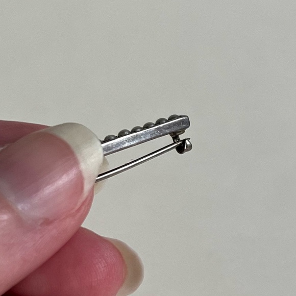 Seed Pearl Bar Pin, Miniature Lingerie Pin, Lace Pin, Signed - Picture 13 of 13